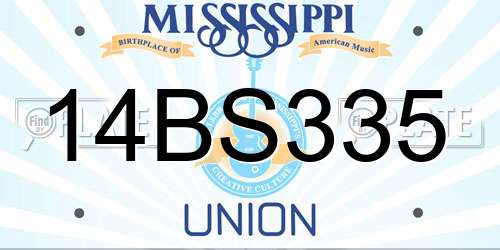 14BS335 Mississippi License Plate