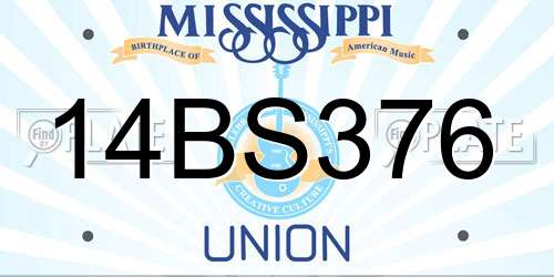 14BS376 Mississippi License Plate
