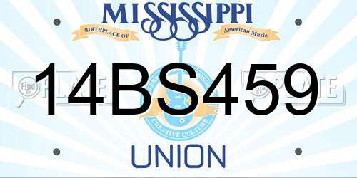 14BS459 Mississippi License Plate