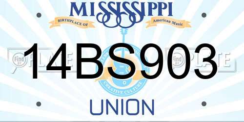 14BS903 Mississippi License Plate