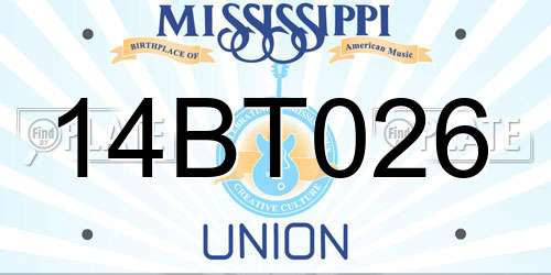 14BT026 Mississippi License Plate