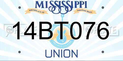14BT076 Mississippi License Plate
