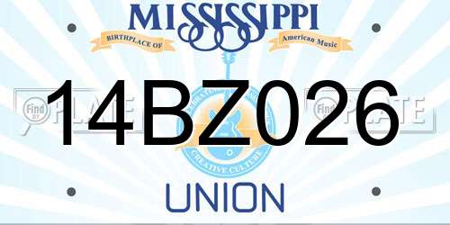 14BZ026 Mississippi License Plate