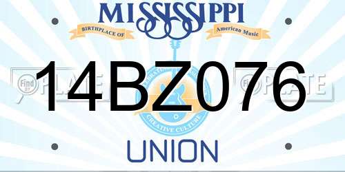 14BZ076 Mississippi License Plate