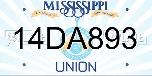14DA893 Mississippi License Plate