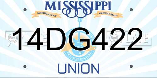 14DG422 Mississippi License Plate