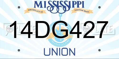 14DG427 Mississippi License Plate