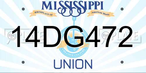 14DG472 Mississippi License Plate