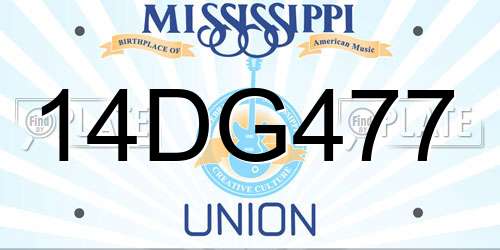 14DG477 Mississippi License Plate