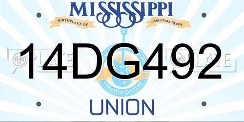 14DG492 Mississippi License Plate