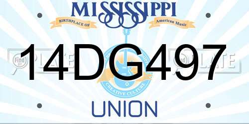 14DG497 Mississippi License Plate