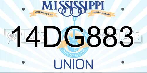 14DG883 Mississippi License Plate