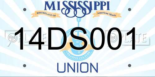 14DS001 Mississippi License Plate