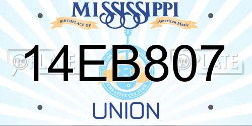 14EB807 Mississippi License Plate