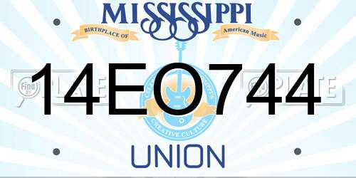 14EO744 Mississippi License Plate