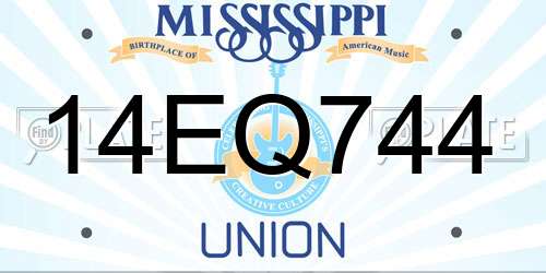 14EQ744 Mississippi License Plate