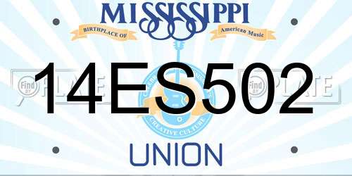 14ES502 Mississippi License Plate