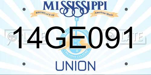 14GE091 Mississippi License Plate
