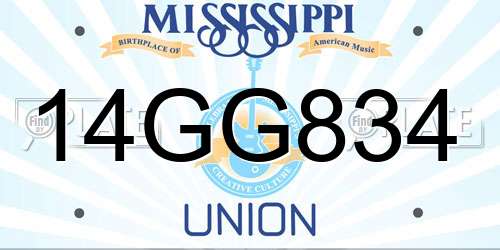 14GG834 Mississippi License Plate