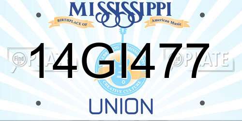 14GI477 Mississippi License Plate