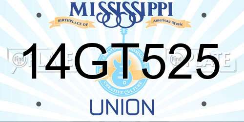 14GT525 Mississippi License Plate