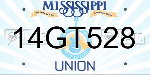 14GT528 Mississippi License Plate
