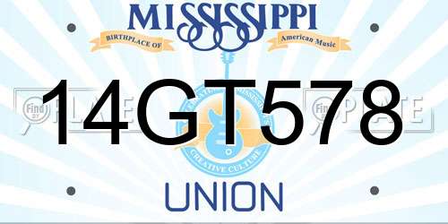 14GT578 Mississippi License Plate