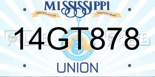 14GT878 Mississippi License Plate