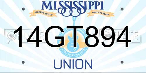 14GT894 Mississippi License Plate