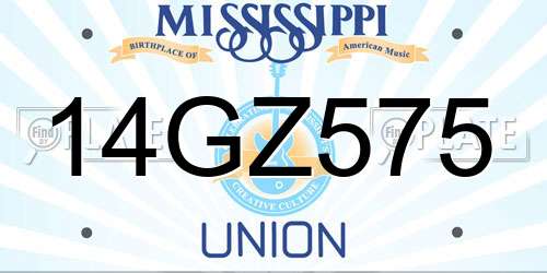 14GZ575 Mississippi License Plate