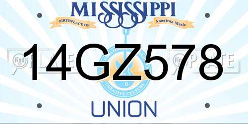 14GZ578 Mississippi License Plate