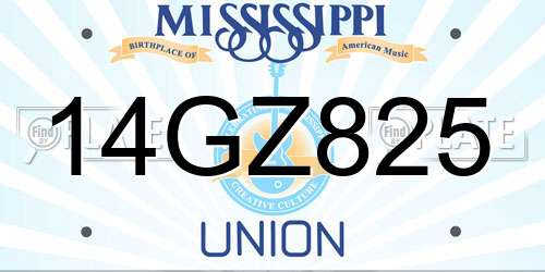14GZ825 Mississippi License Plate