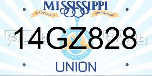 14GZ828 Mississippi License Plate