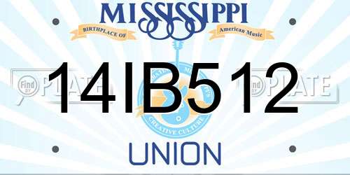 14IB512 Mississippi License Plate