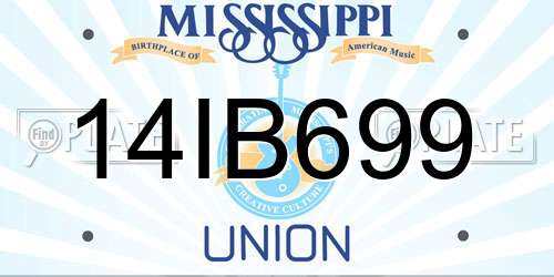 14IB699 Mississippi License Plate