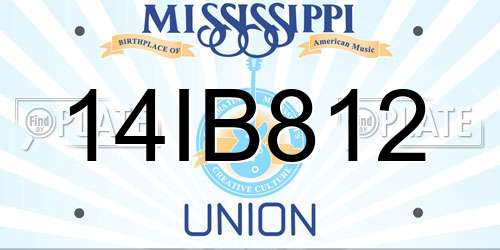14IB812 Mississippi License Plate