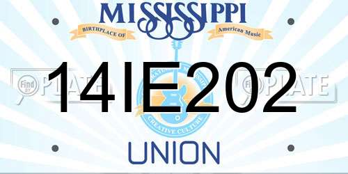 14IE202 Mississippi License Plate