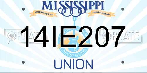 14IE207 Mississippi License Plate