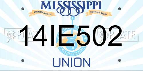 14IE502 Mississippi License Plate