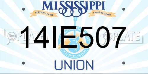 14IE507 Mississippi License Plate