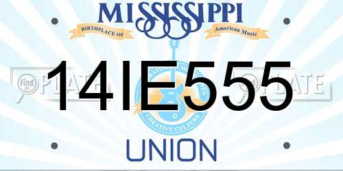 14IE555 Mississippi License Plate