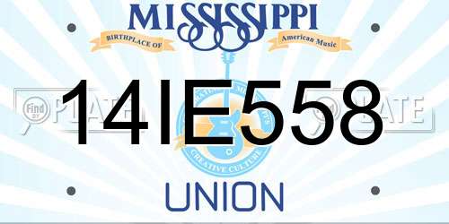 14IE558 Mississippi License Plate