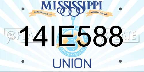 14IE588 Mississippi License Plate