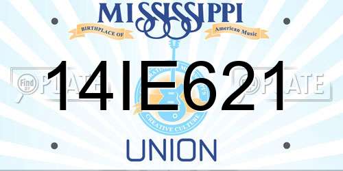 14IE621 Mississippi License Plate