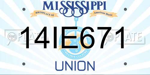 14IE671 Mississippi License Plate