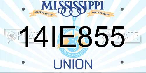 14IE855 Mississippi License Plate
