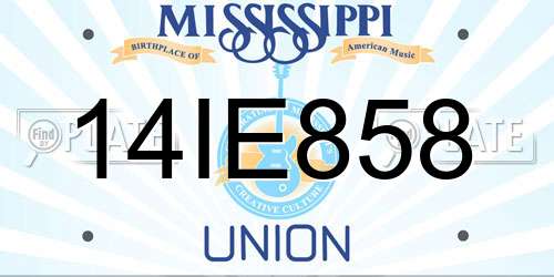 14IE858 Mississippi License Plate