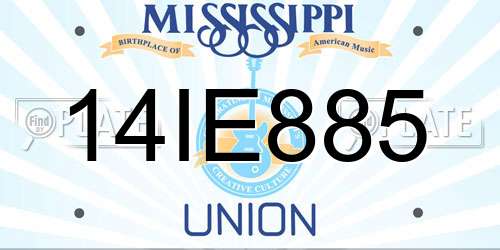 14IE885 Mississippi License Plate
