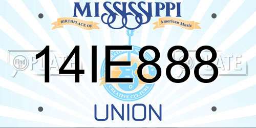 14IE888 Mississippi License Plate