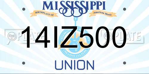 14IZ500 Mississippi License Plate